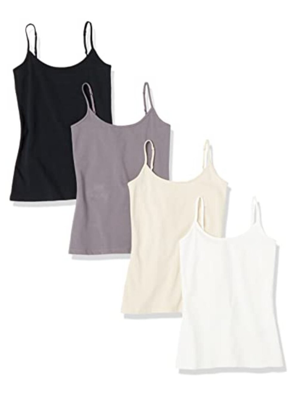 Slim-Fit Cotton Stretch Camisole 4-Pack Scoop Neck Adjustable Straps